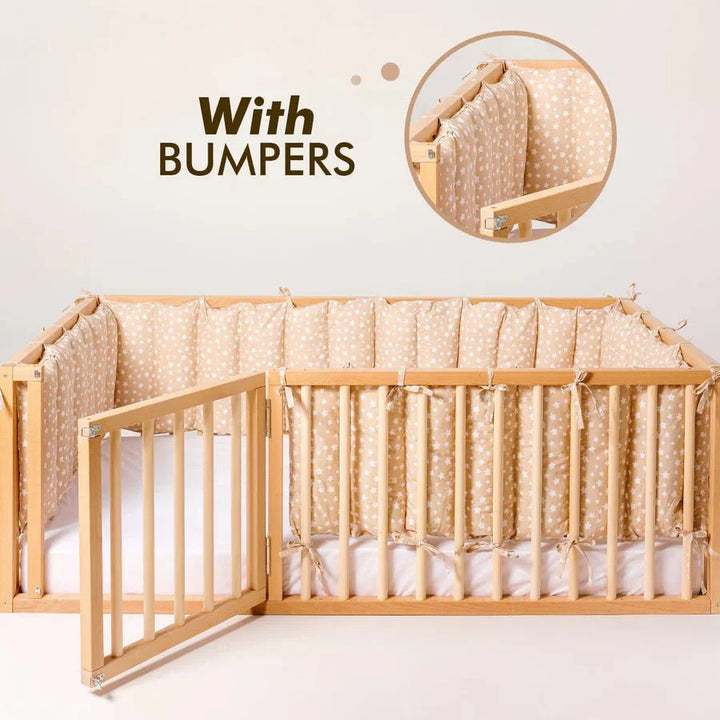 Twin Size Bed Frame for Toddlers with Fence (Twin or Full Size)
