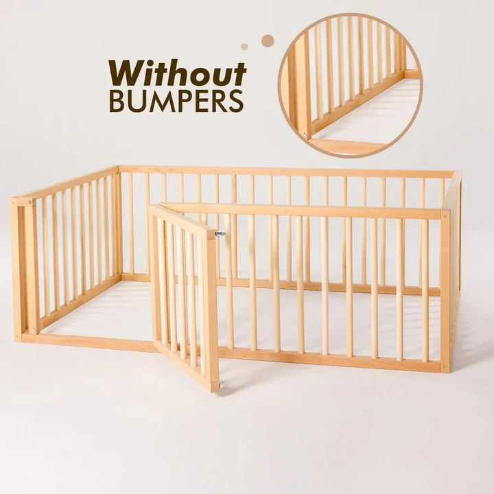 Twin Size Bed Frame for Toddlers with Fence (Twin or Full Size)