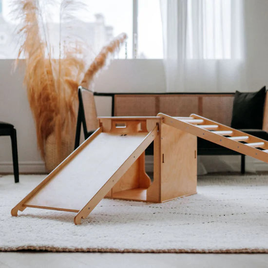 Modular Climbing Cube Playset – Pikler-Style “Play Box” (Slide & Fort) – Made in Canada