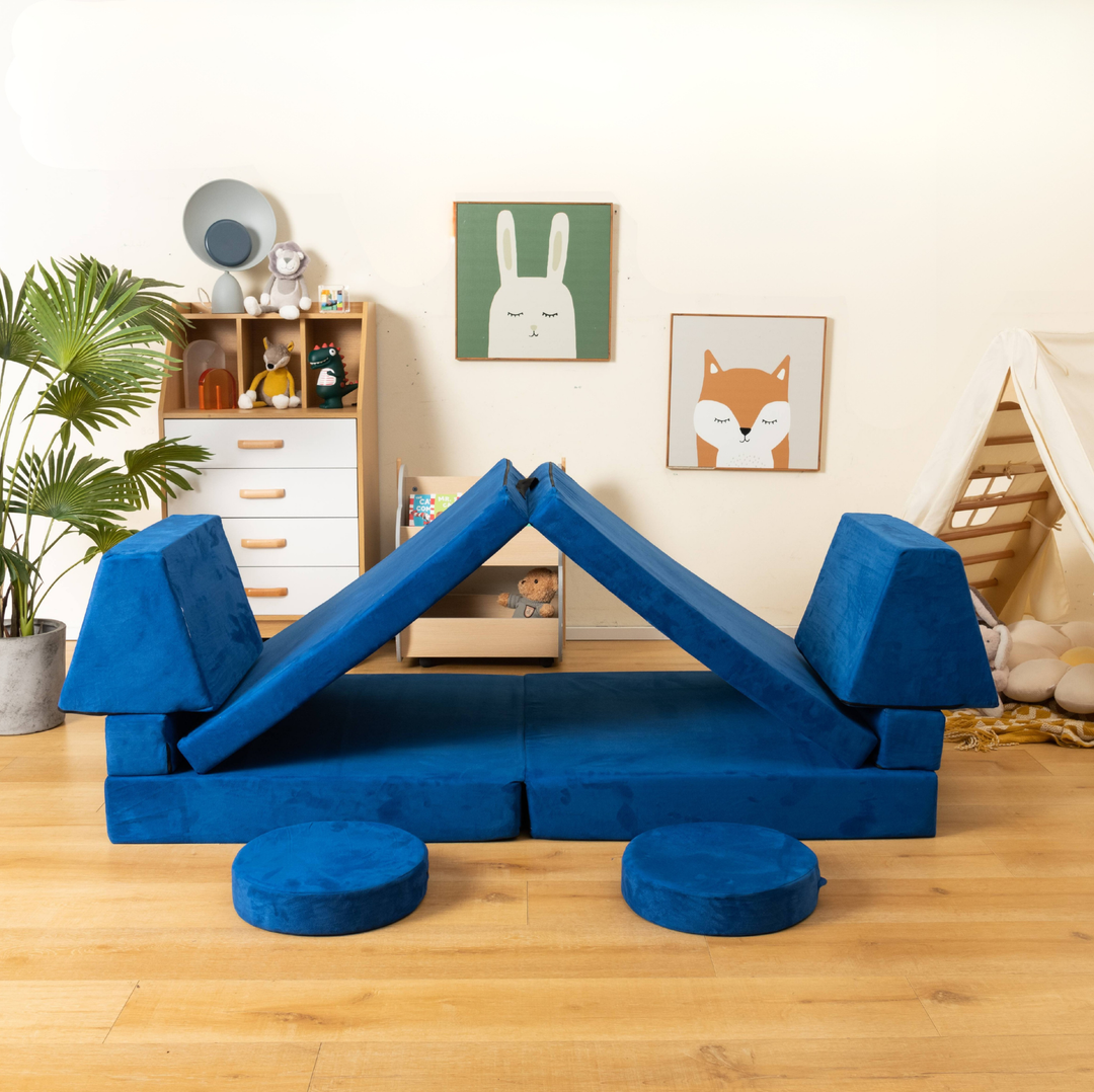 8-Piece Kids Sofa Play Couch (Grey or Blue)