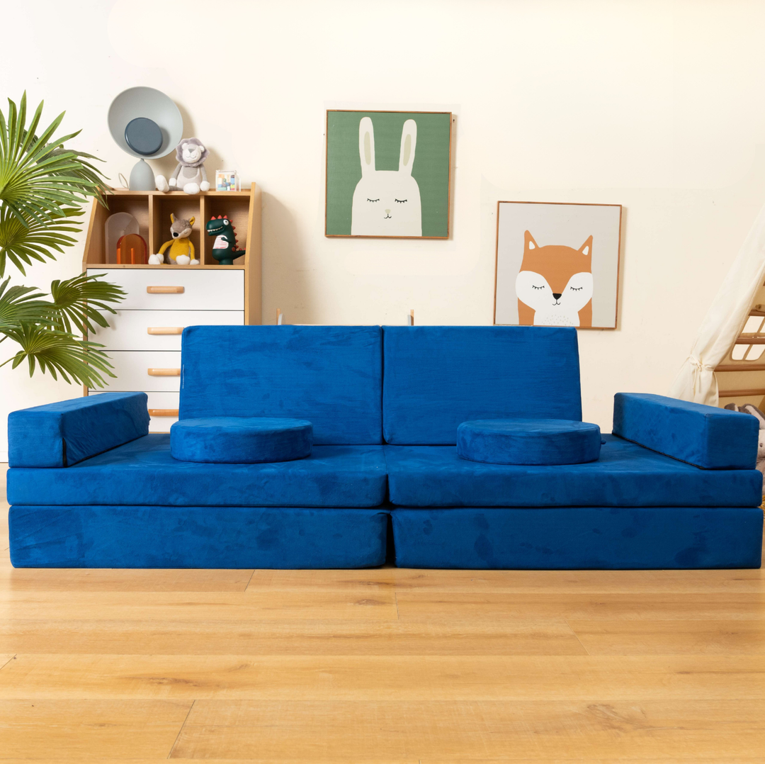 8-Piece Kids Sofa Play Couch (Grey or Blue)