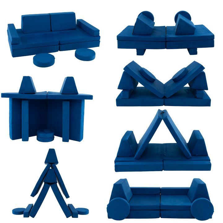 8-Piece Kids Sofa Play Couch (Grey or Blue)