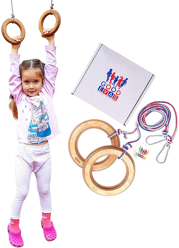 Wooden gymnastic rings for kids