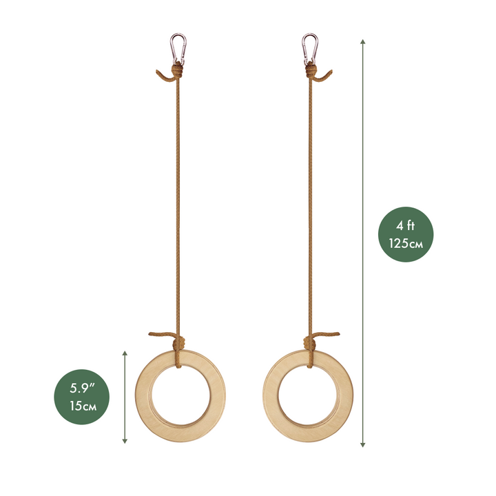 Wooden gymnastic rings for kids