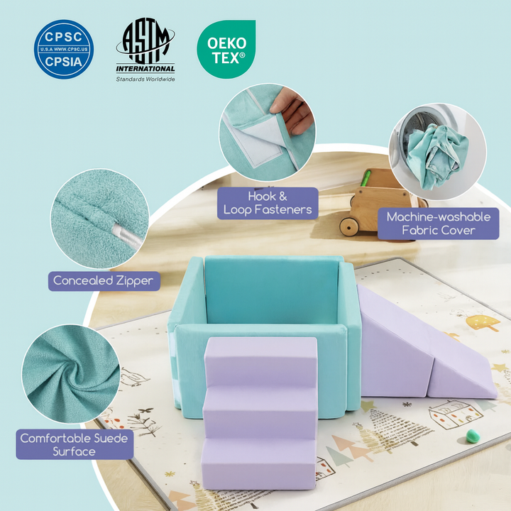 3-Piece Foam Play Set: Steps, Ball Pit & Slide