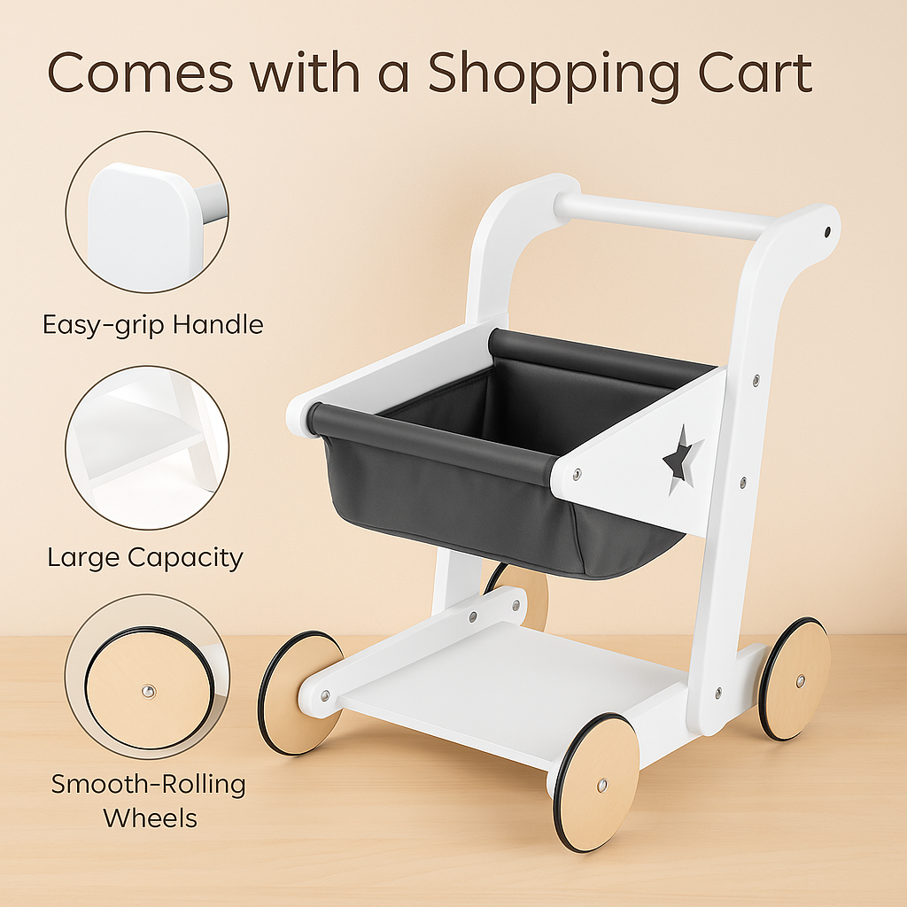 Pretend Play Grocery Store with Shopping Cart