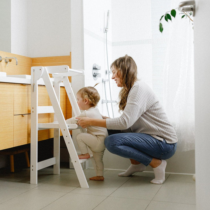 Adjustable White Fold N' Store Learning Tower