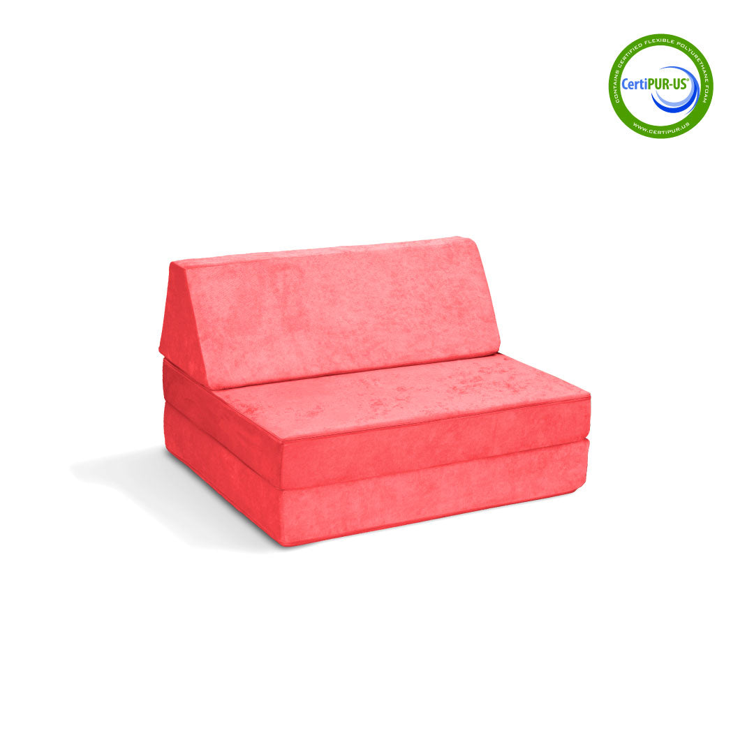 The Half-Coconut Play Couch in Coral Crush
