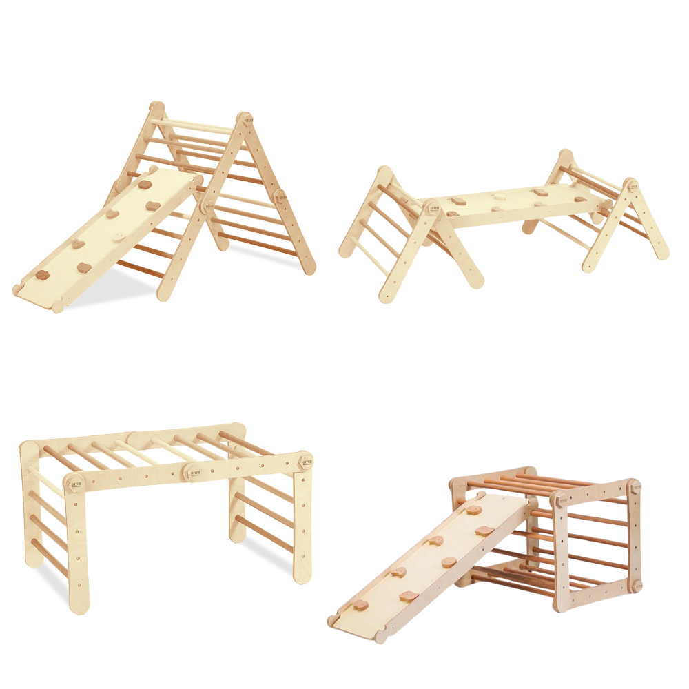 Wooden Pikler Triangle In Different Positions