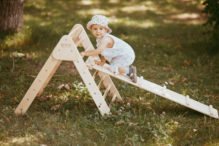 Wooden Pikler Triangle With Reversible Slide/Ramp