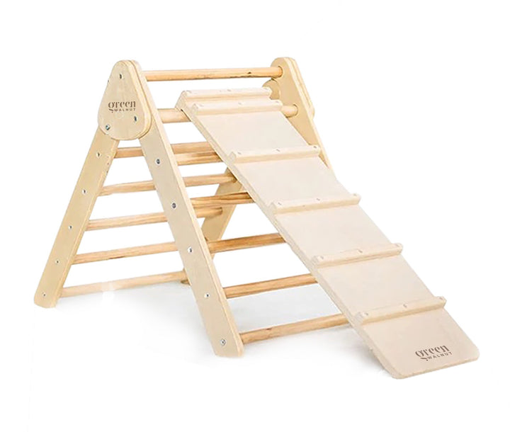 Wooden Pikler Triangle With Reversible Slide/Ramp