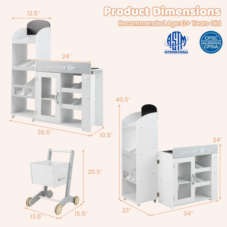 Kids Grocery Store Playset With Shopping Cart