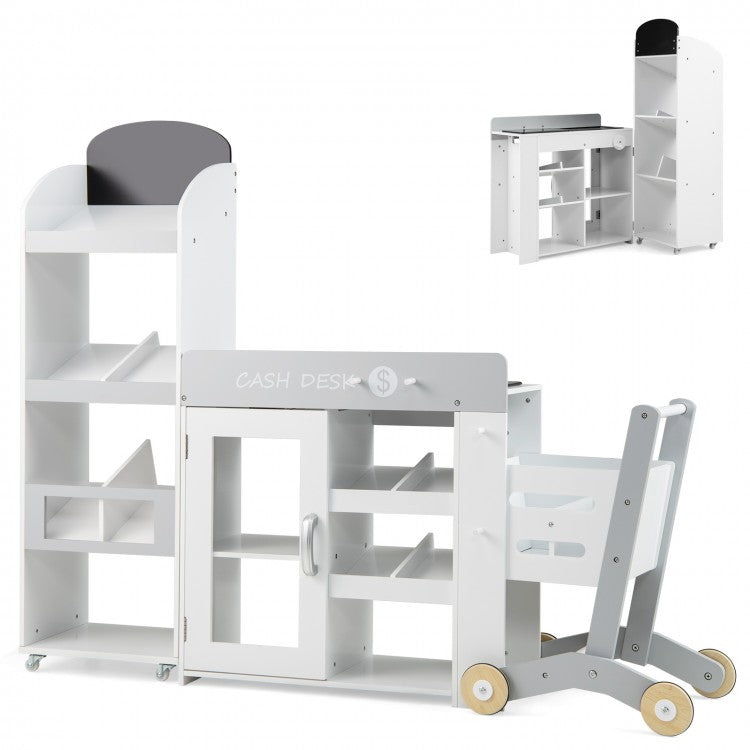 Kids Grocery Store Playset With Shopping Cart