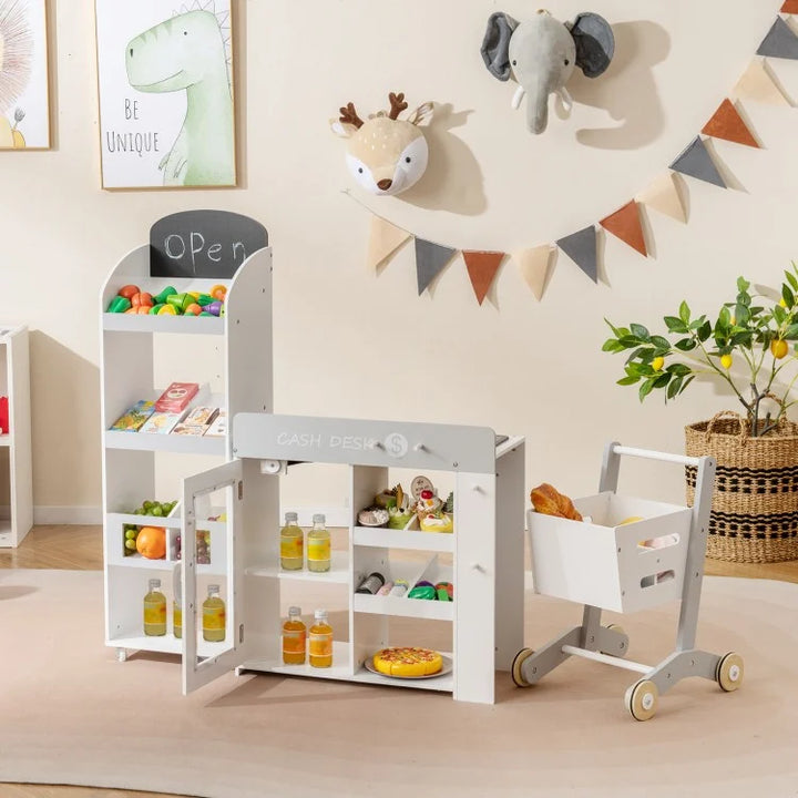 Kids Grocery Store Playset With Shopping Cart