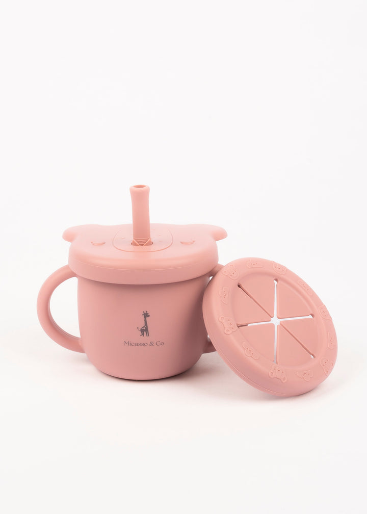 2-in-1 Silicone Training Cup | Straw & Snack Cup