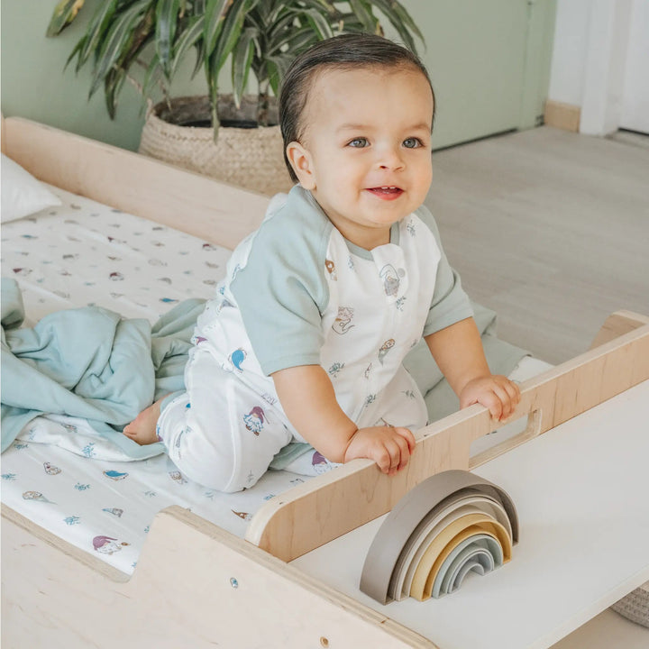 Montessori Floor Bed With Rails & Shelf (Junior) Made In Canada