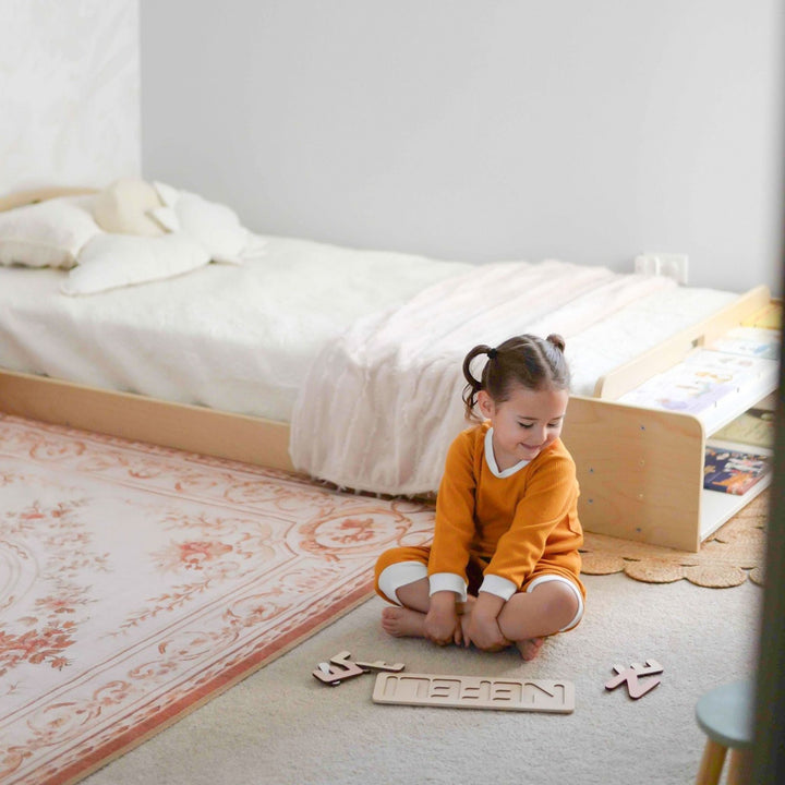 Montessori Floor Bed With Shelves (JUNIOR) Made In Canada