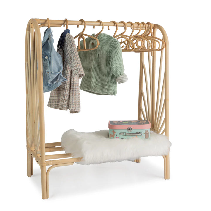 Rattan Kids Clothing Rack (With 10 Hangers)