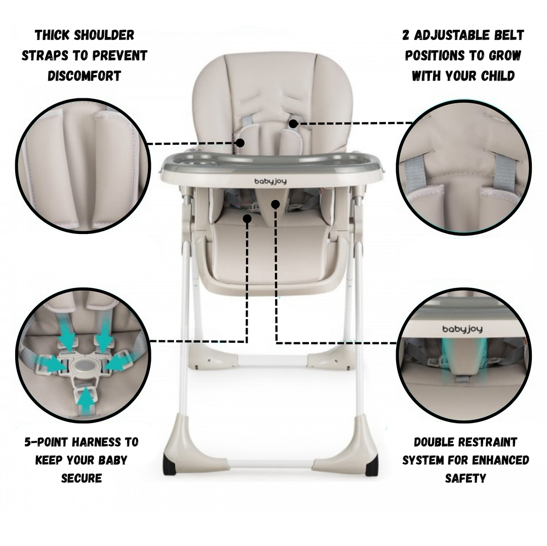 Foldable High Chair With Adjustable Heights