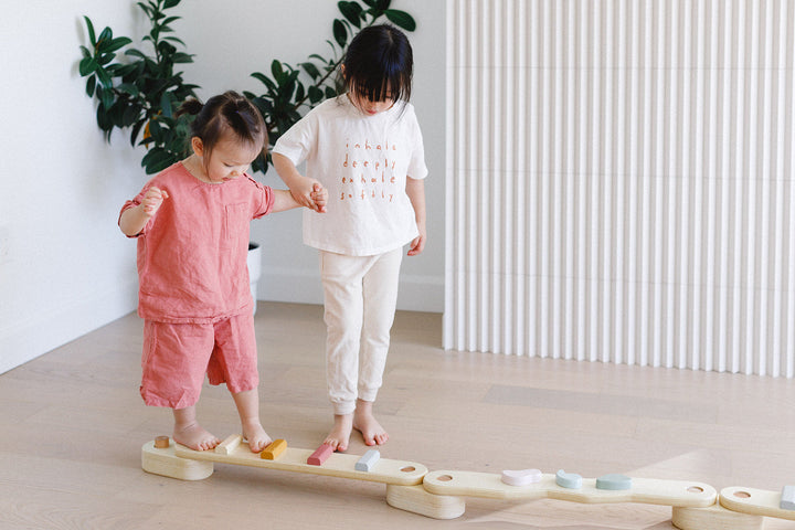 Step N' Balance Children's Wooden Balance Beam & Build Set