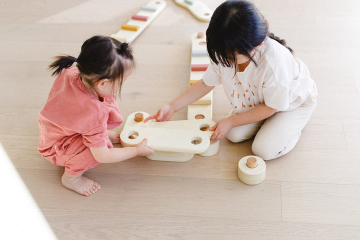 Step N' Balance Children's Wooden Balance Beam & Build Set