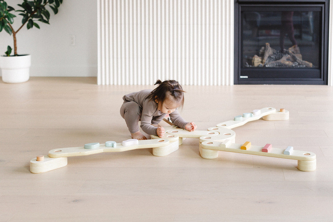 Step N' Balance Children's Wooden Balance Beam & Build Set