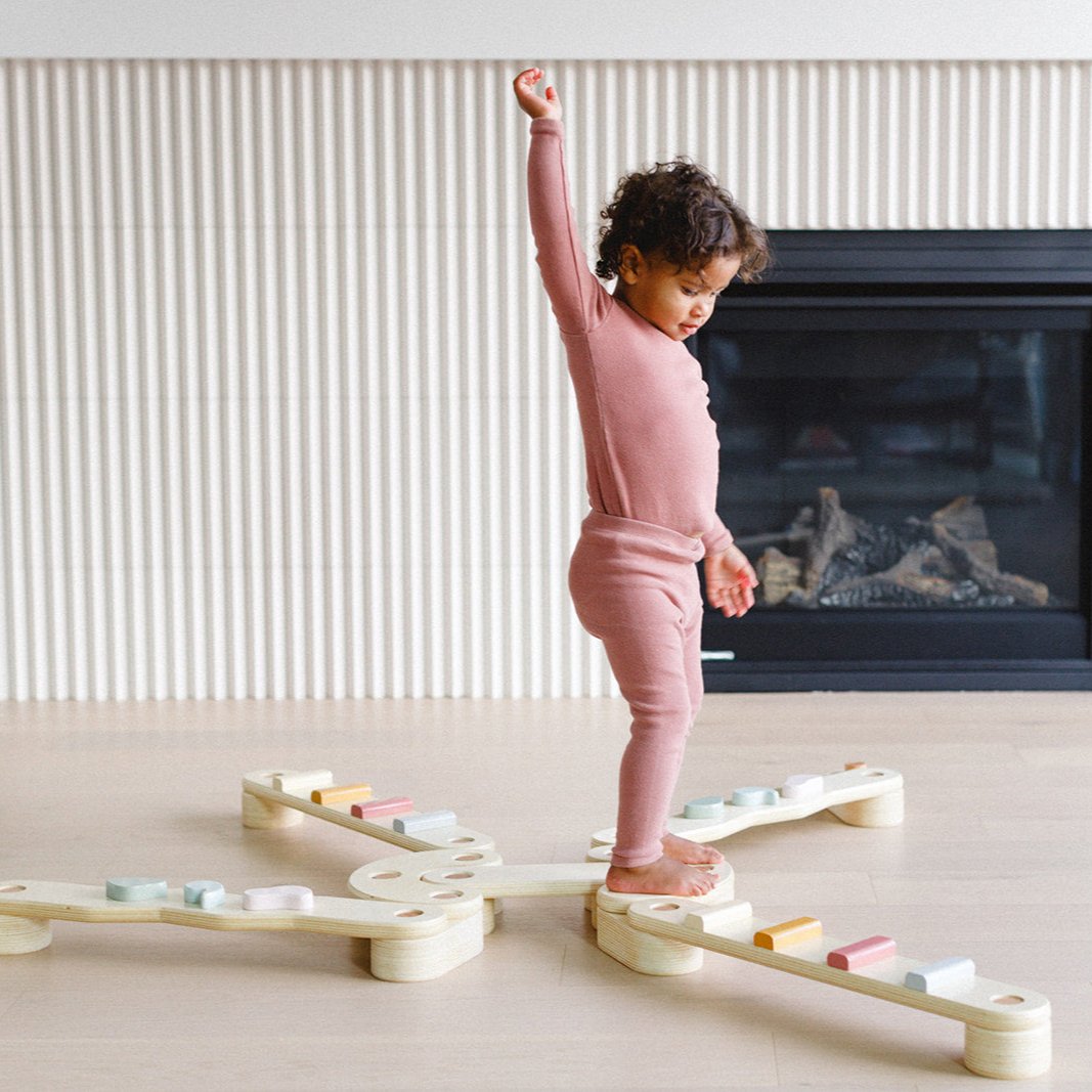 Step N' Balance Children's Wooden Balance Beam & Build Set