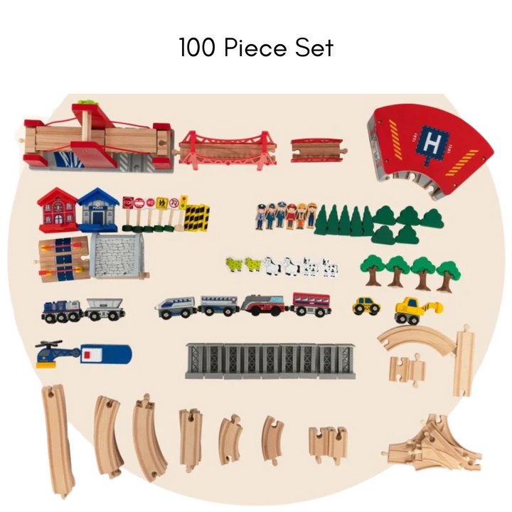 Wooden Table With Train Playset 3 - Battery Operated