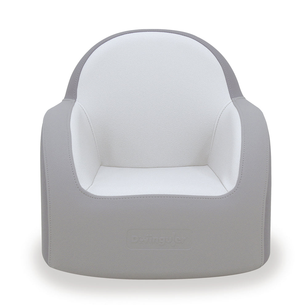 Dwinguler Soffkin kids sofa in Dove Grey, straight on