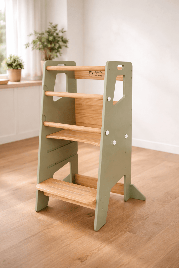 Learning Tower - Toddler Kitchen Stool (Sage) With Stabilizers