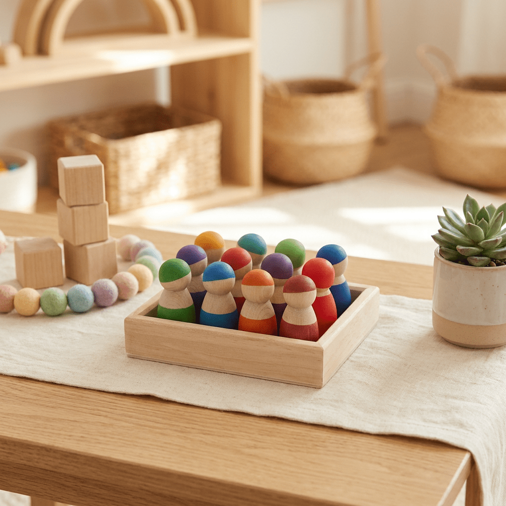 Montessori Wooden Peg Dolls Set