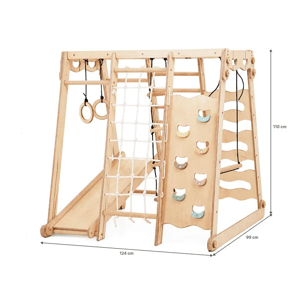 6 in 1 Indoor Jungle Gym with Swing, Slide, Monkey Bars and Climbing Wall