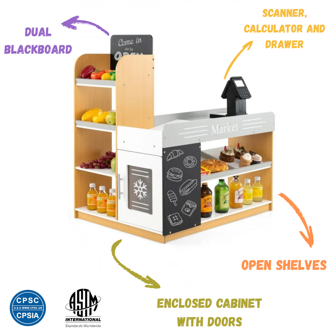 Pretend Play Grocery Store with Shopping Cart