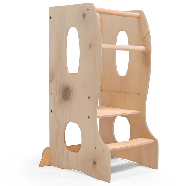 Wooden Montessori Learning Tower With Adjustable Heights - Natural