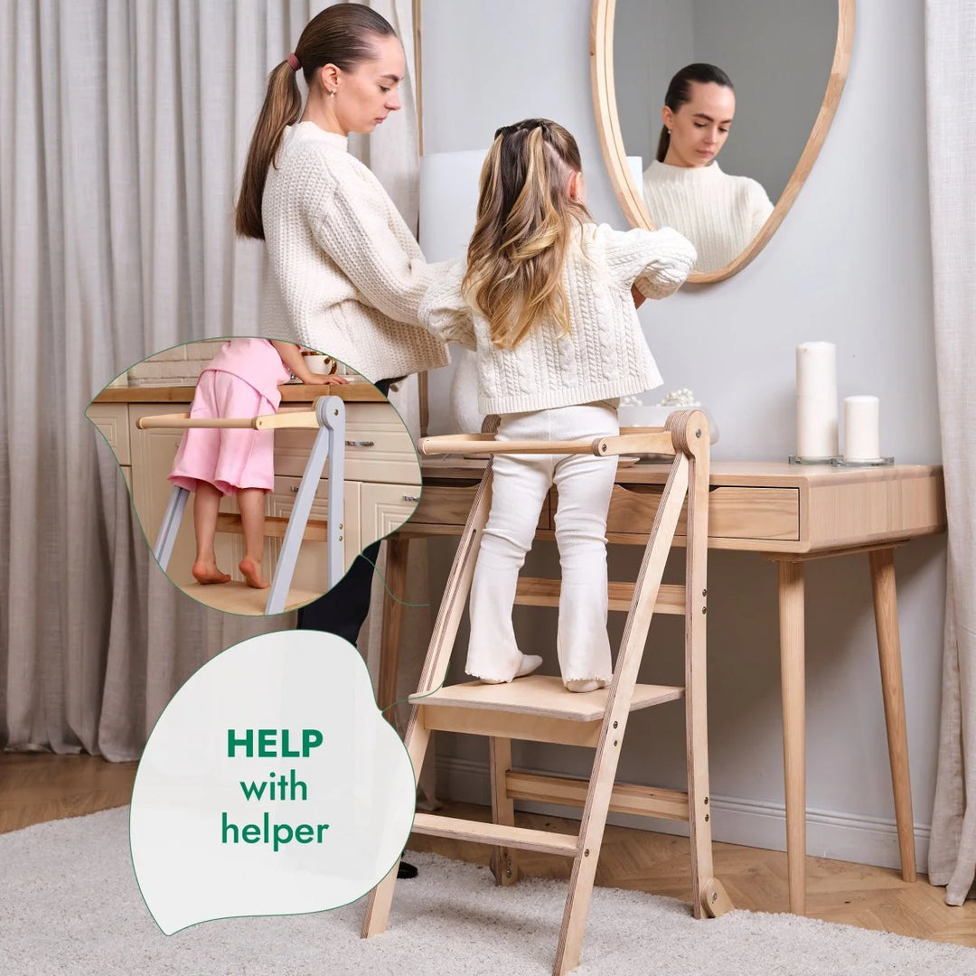 Learning Tower: Foldable Step Stool for Toddlers - Grey