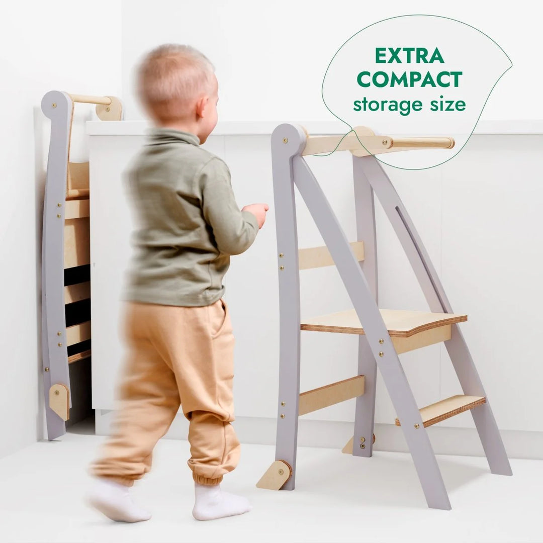 Learning Tower: Foldable Step Stool for Toddlers - Grey